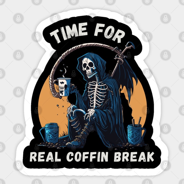 Time for Real Coffin Break Halloween gift Sticker by Alex